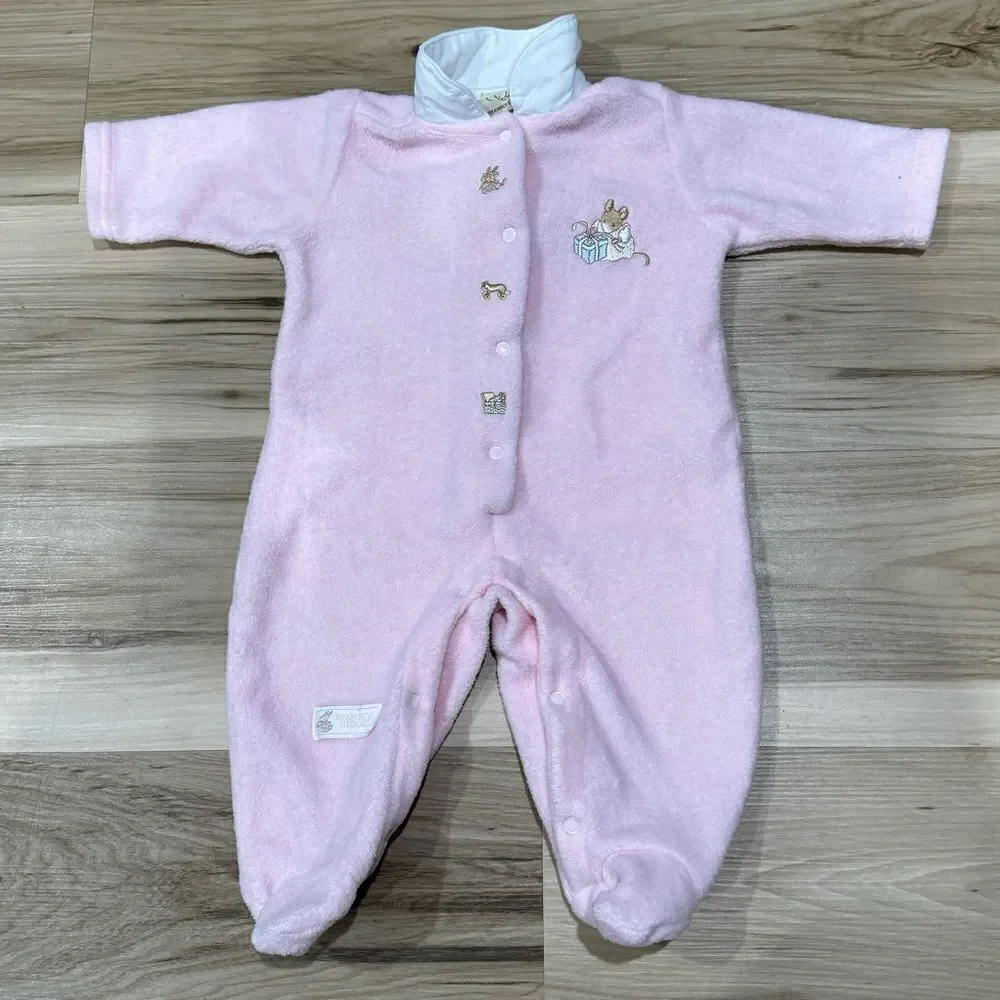 Brambly Hedge Pink Soft Embroidered One Piece Outfit Baby Girl 3/6 Month